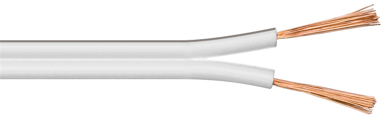 Cavo dell'altoparlante bianco Rotolo da 50 m sezione 2 x 25 mm² CCA Cavo dell'altoparlante bianco Rotolo da 50 m sezione 2 x 25 mm² CCA